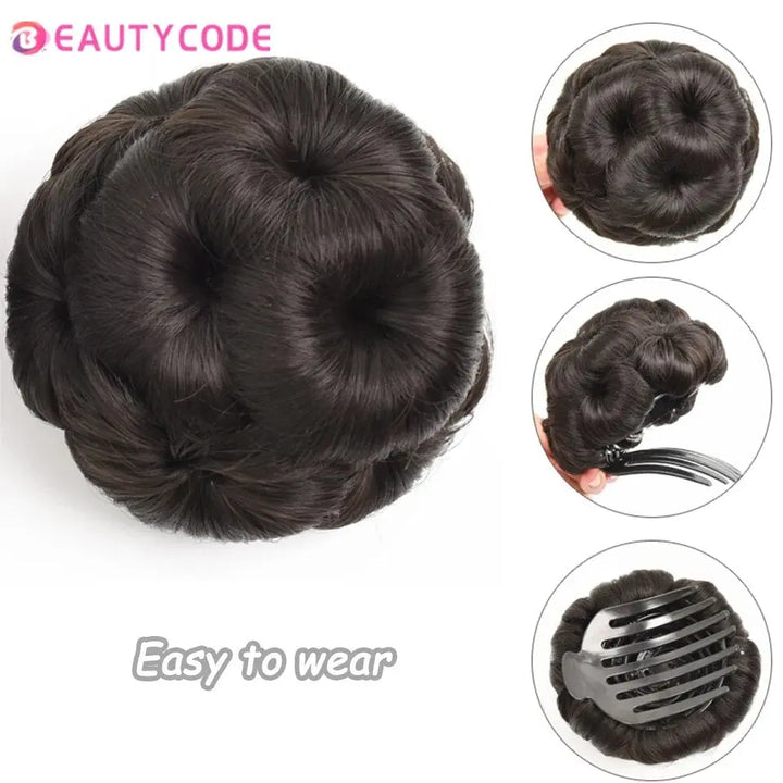 BEAUTYCODE Synthetic Claw Clip-In Chignon in Elegant Black Shade