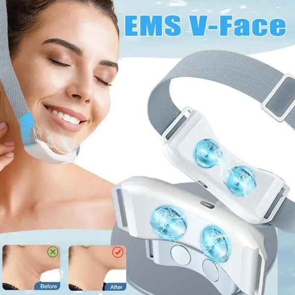 EMS Double Chin V Shape Lifter Belt Facial Lifting Massager Face Slimming Vibration Face Lift Hot Compress Reduce Double Chin